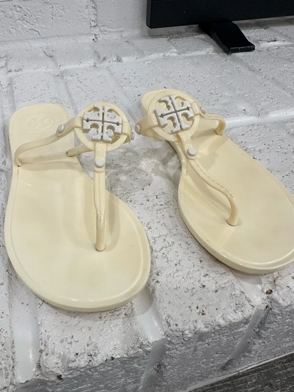 Tory Burch Mini Miller Logo Ivory, Jelly Thong Sandals